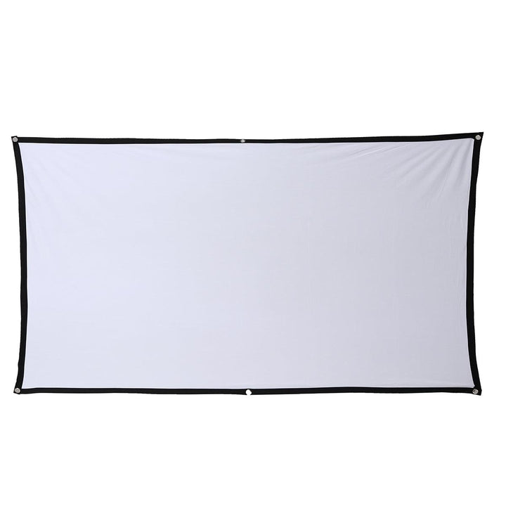 16: 9 Projector Screen Home Projection Screen Cloth Outdoor Portable Folding Simple Soft Curtain with Hook - MRSLM
