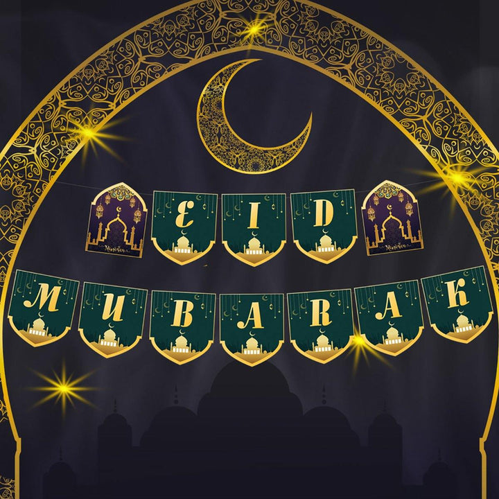 37Pcs/Set Eid Ramadan Mubarak Pentagram Baner Party Foil Balloons Home Decor - MRSLM