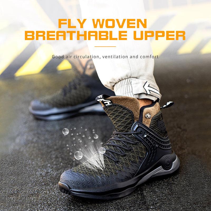 High-top Safety Shoes Construction Protective Footwear Men Steel Toe Shoes Breathable Hiking Boots Puncture Proof Work Boots - MRSLM