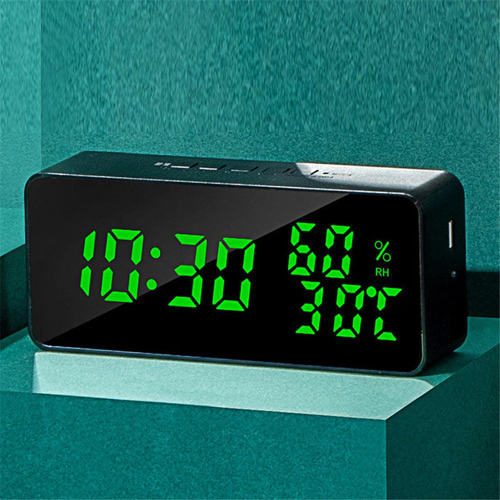 Colorful Mulitfunctional Alarm Clock Countdown Recording Charging Mirror Clock LED Digital Temperature Humidity Display Clock - MRSLM
