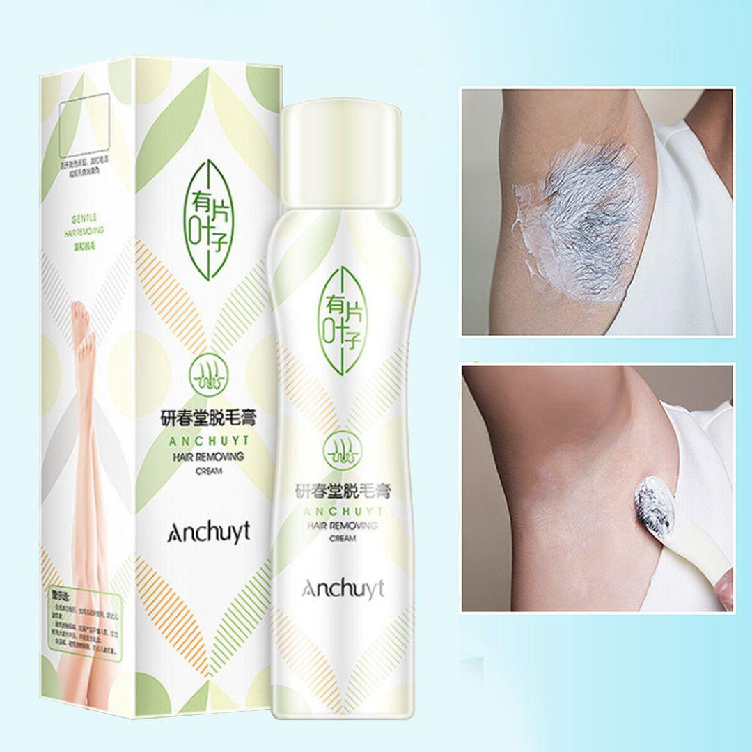 150g Unisex Depilatory Bubble Green Leaves Hair Removal Cream Body Leg Armpit - MRSLM