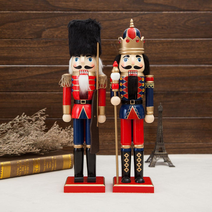 38cm Wooden Nutcracker Doll Soldier Vintage Handcraft Decoration Christmas Gifts - MRSLM