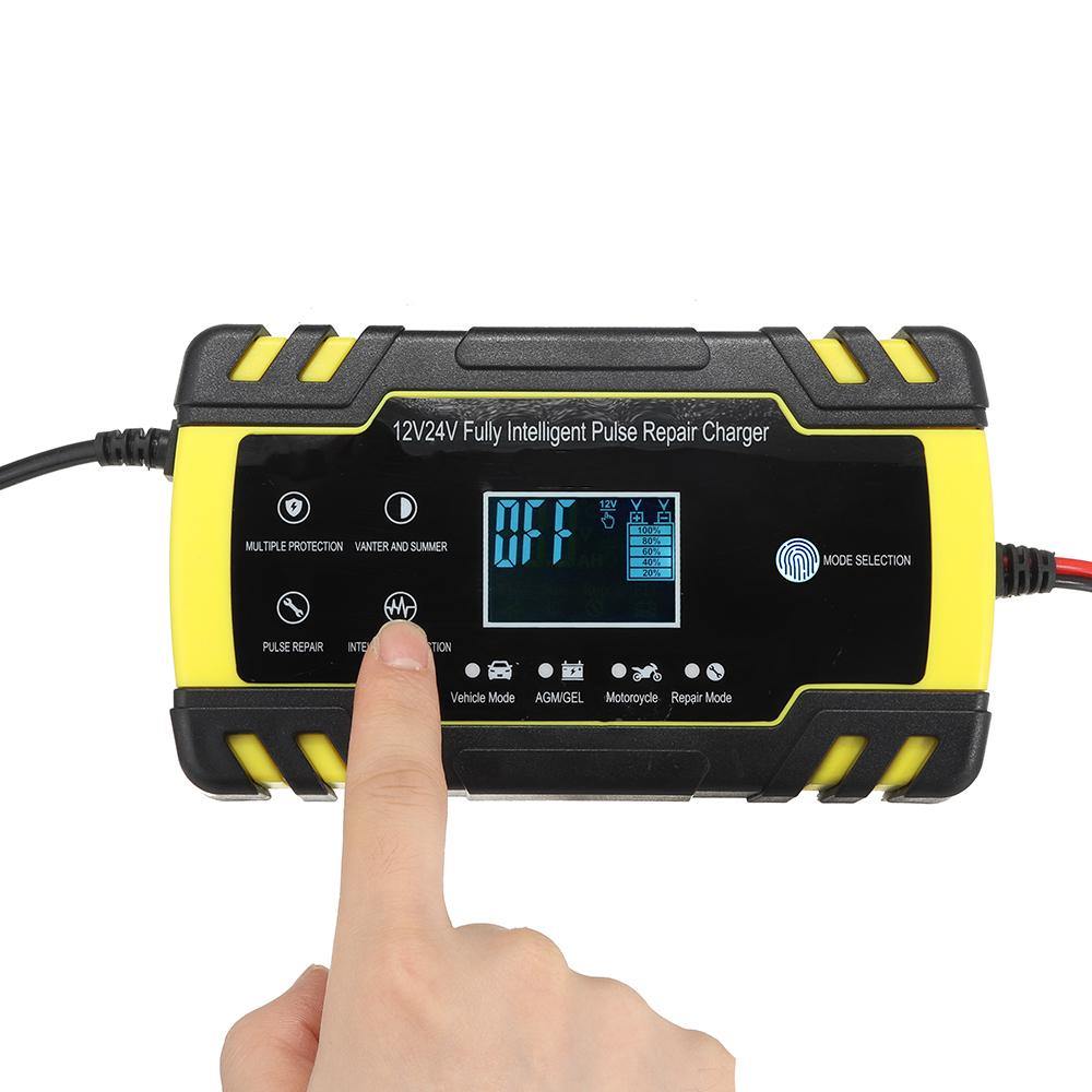 Enusic™ 12/24V 8A/4A Touch Screen Pulse Repair LCD Battery Charger For Car Motorcycle Lead Acid Battery Agm Gel Wet - MRSLM