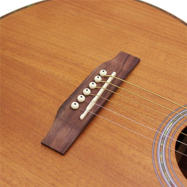 6pcs Cattle Bone Guitar Parts Endpin with Abalone Dot Bridge End Pins for Acoustic Guitar - MRSLM