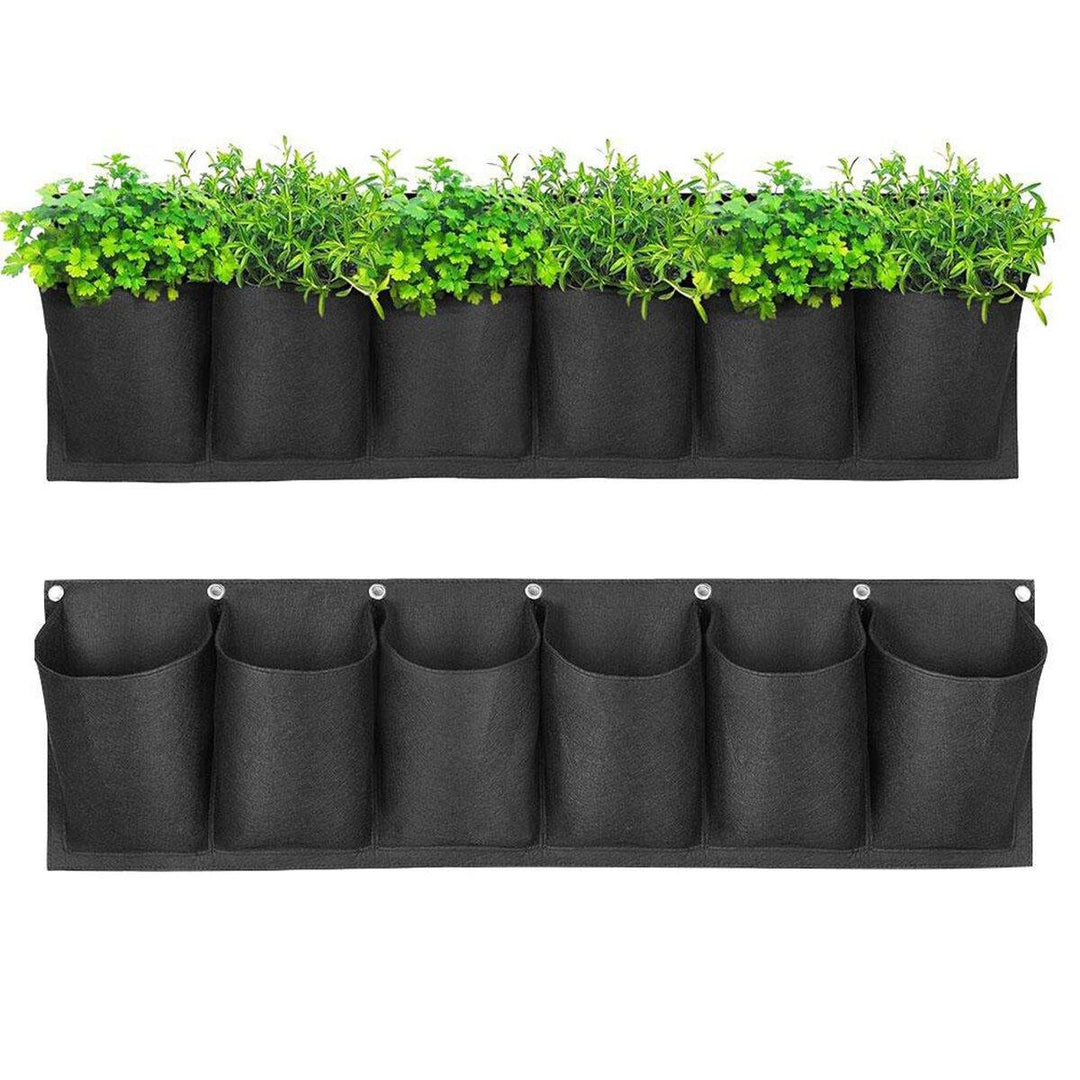 6 Pockets Wall Hanging Planting Felt Bag Plant Grow Garden Supplies Bag - MRSLM