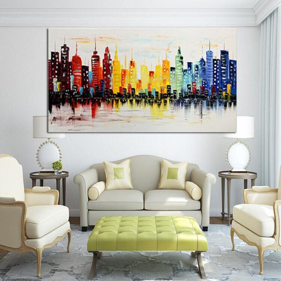 120X60CM Modern City Canvas Abstract Painting Print Living Room Art Wall Decor No Frame Paper Art - MRSLM