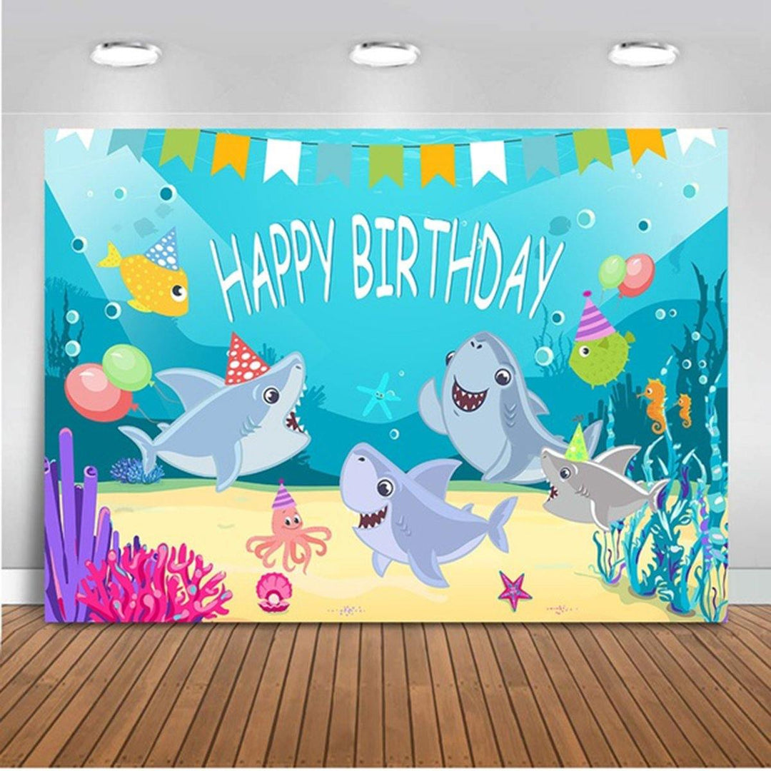 Shark Photography Backdrop Baby Shower Party Birthday Ocean Sea Background Party Decorations - MRSLM