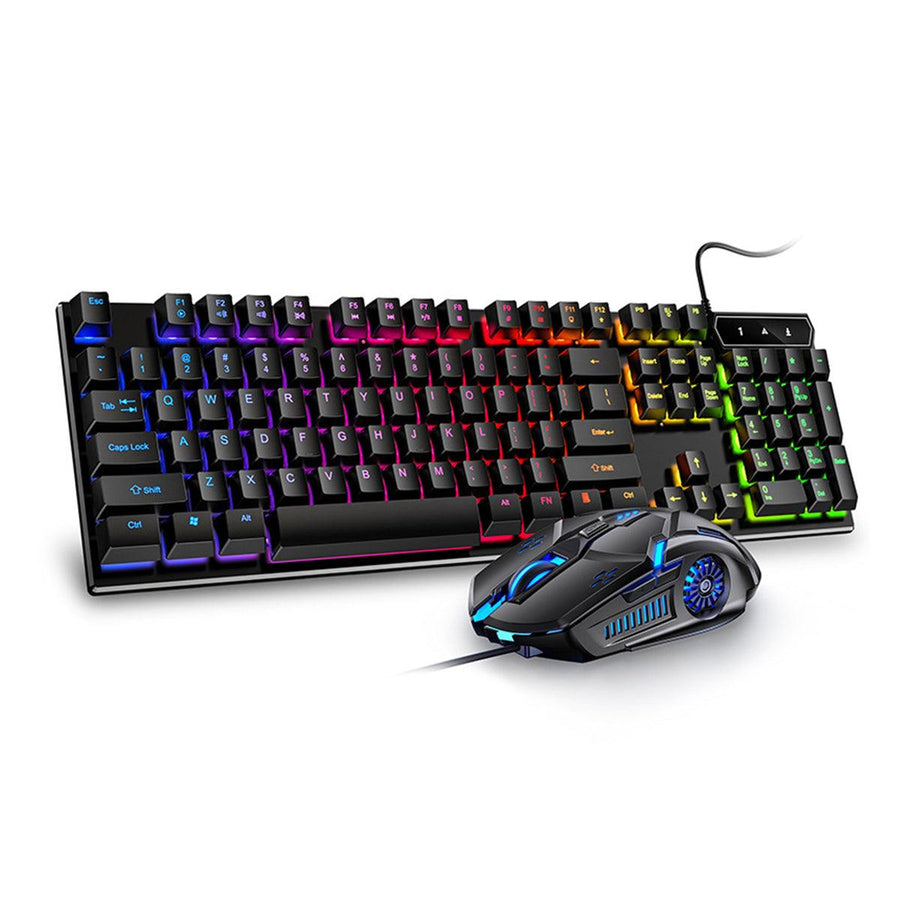 104 Keys USB Wired Gaming Keyboard and Mouse Set Waterproof Silent/Sound Changing Backlight Mouse for Computer Desktop Notebook - MRSLM