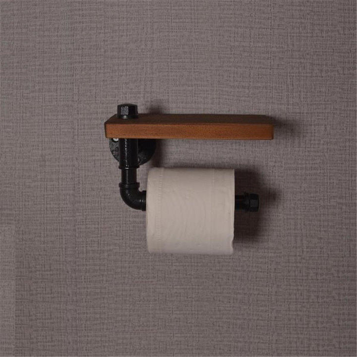 Rustic Industrial Toilet Paper Roll Holder Pipe Shelf Floating Bathroom Home DIY Storage - MRSLM