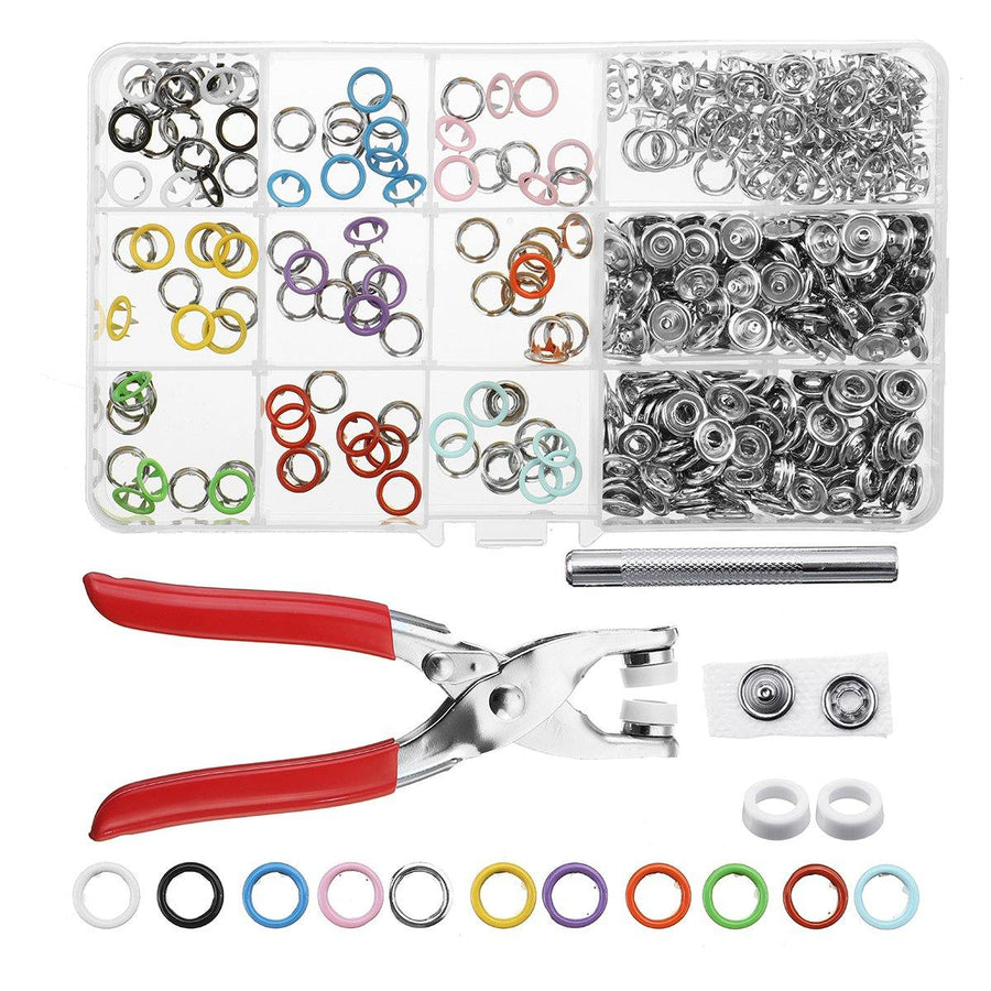 10 Colors 250pcs/200pcs/100pcs Five-Claw Button Clasp + Installation Tool Kit - MRSLM