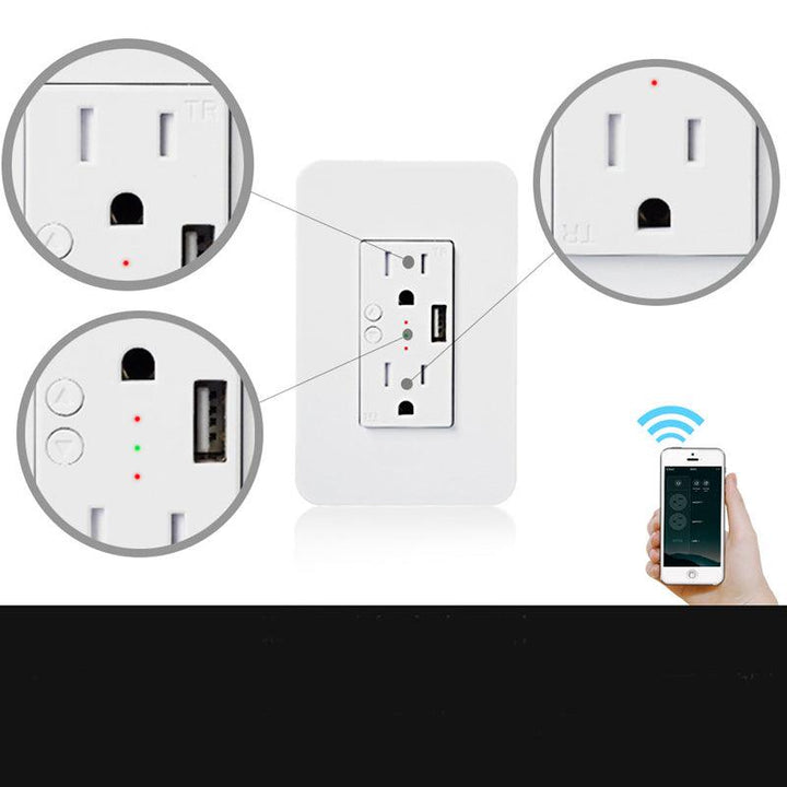 MoesHouse WIFI Smart Wall Socket Remote Control USB Individual Control Voice Control Work with Alexa and Google Home - MRSLM