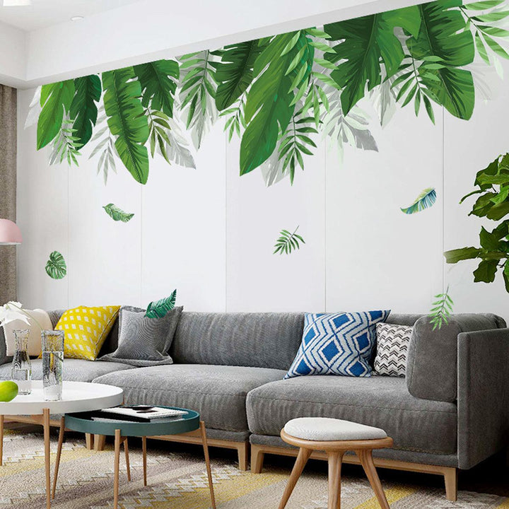 DIY Wall Stickers Tropical Palm Leaves Wall Decal Office Home Living Room Bedroom Decorations - MRSLM