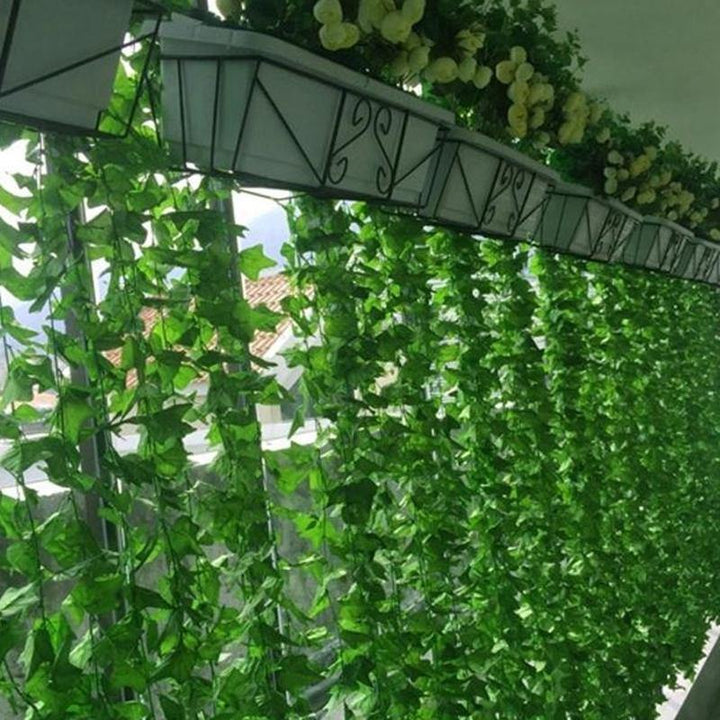 6-24Pcs 2.3m 81 Leaves Artificial Hanging Plants Green Silk Ivy Vine Garland - MRSLM