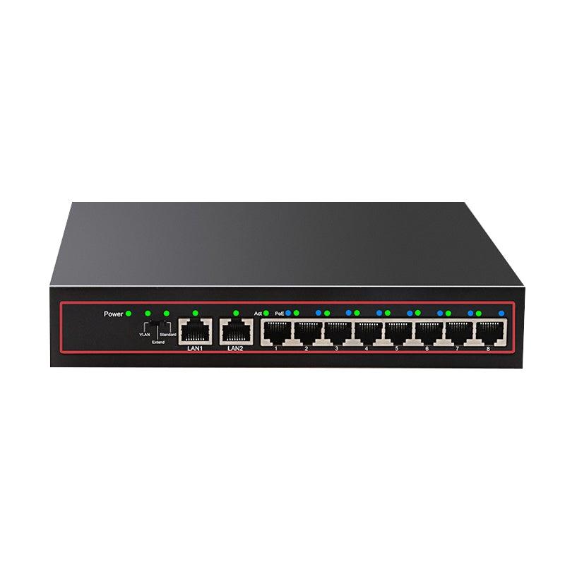 10 Port Ethernet Switch POE Network Switch Ethernet Splitter 10/100Mbps Desktop for CCTV IP POE Camera Wireless AP Traffic Optimization - MRSLM
