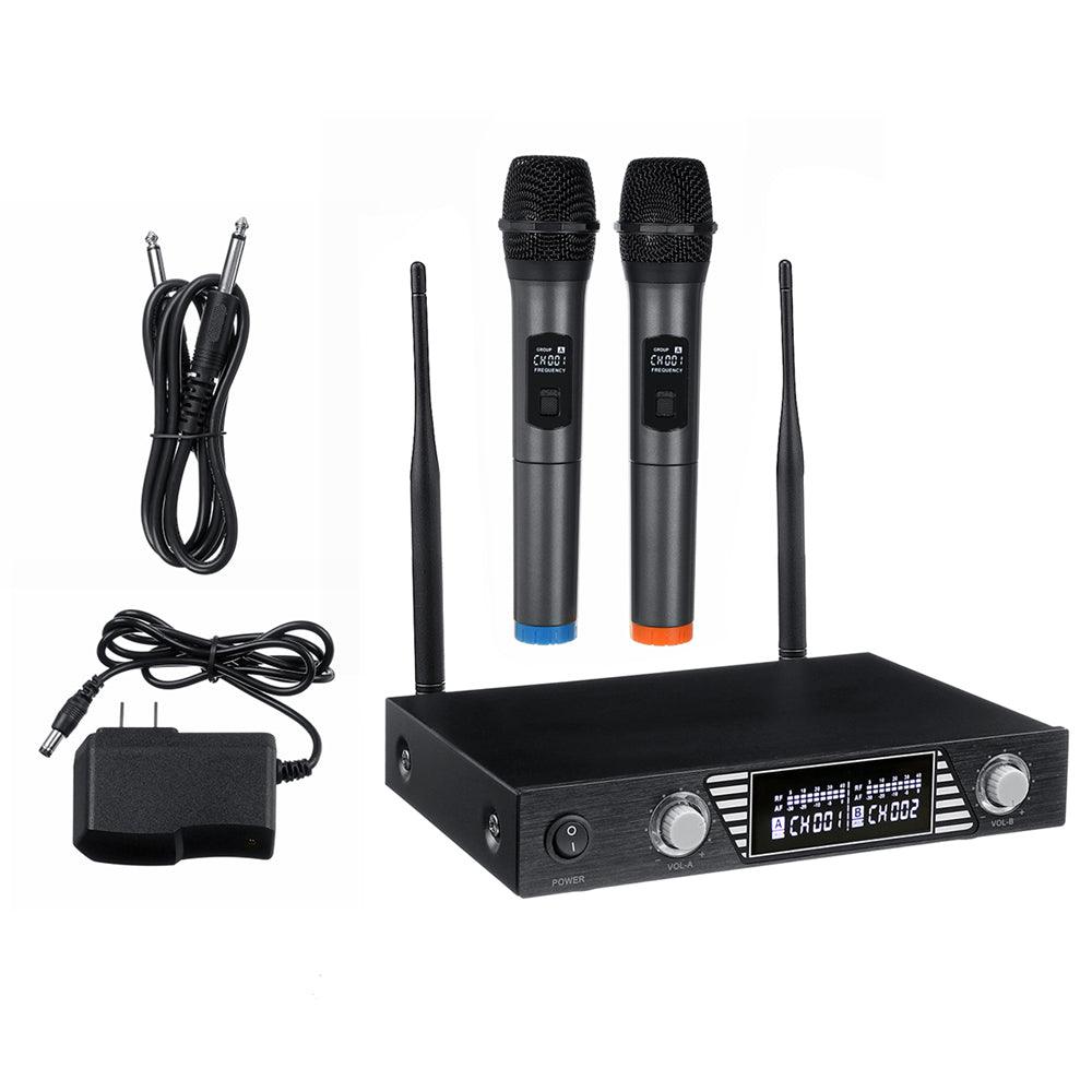Wireless Microphone System Dual Handheld 2 x Mic Cordless Microphone Outdoor Vocal Karaoke Receiver System Receiver - MRSLM