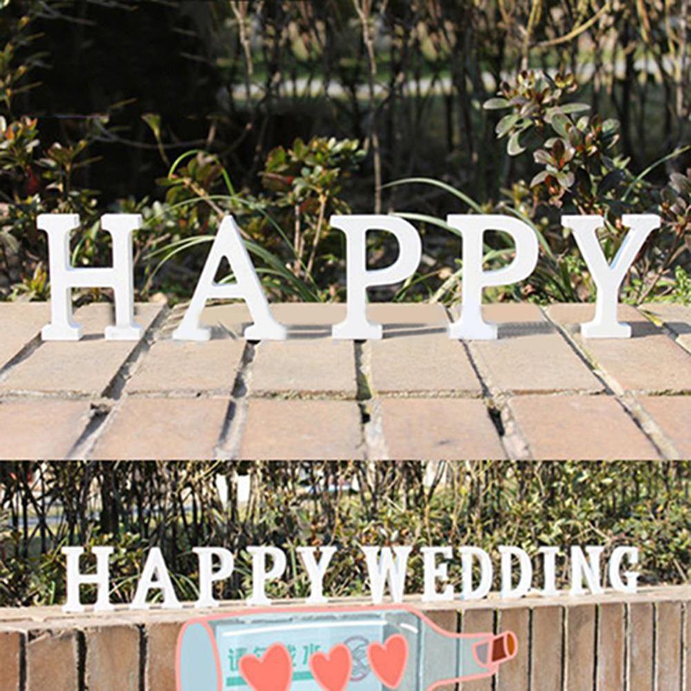 White Wooden Letter Capital Bridal Party Home Shop Name Decor Wedding Favour - MRSLM