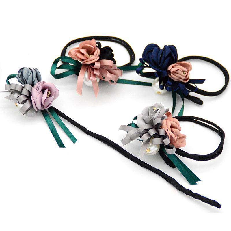 Ball head flower pearl hair plate hair lazy fluffy flower skull shape styling Korean head flower hair accessories - MRSLM