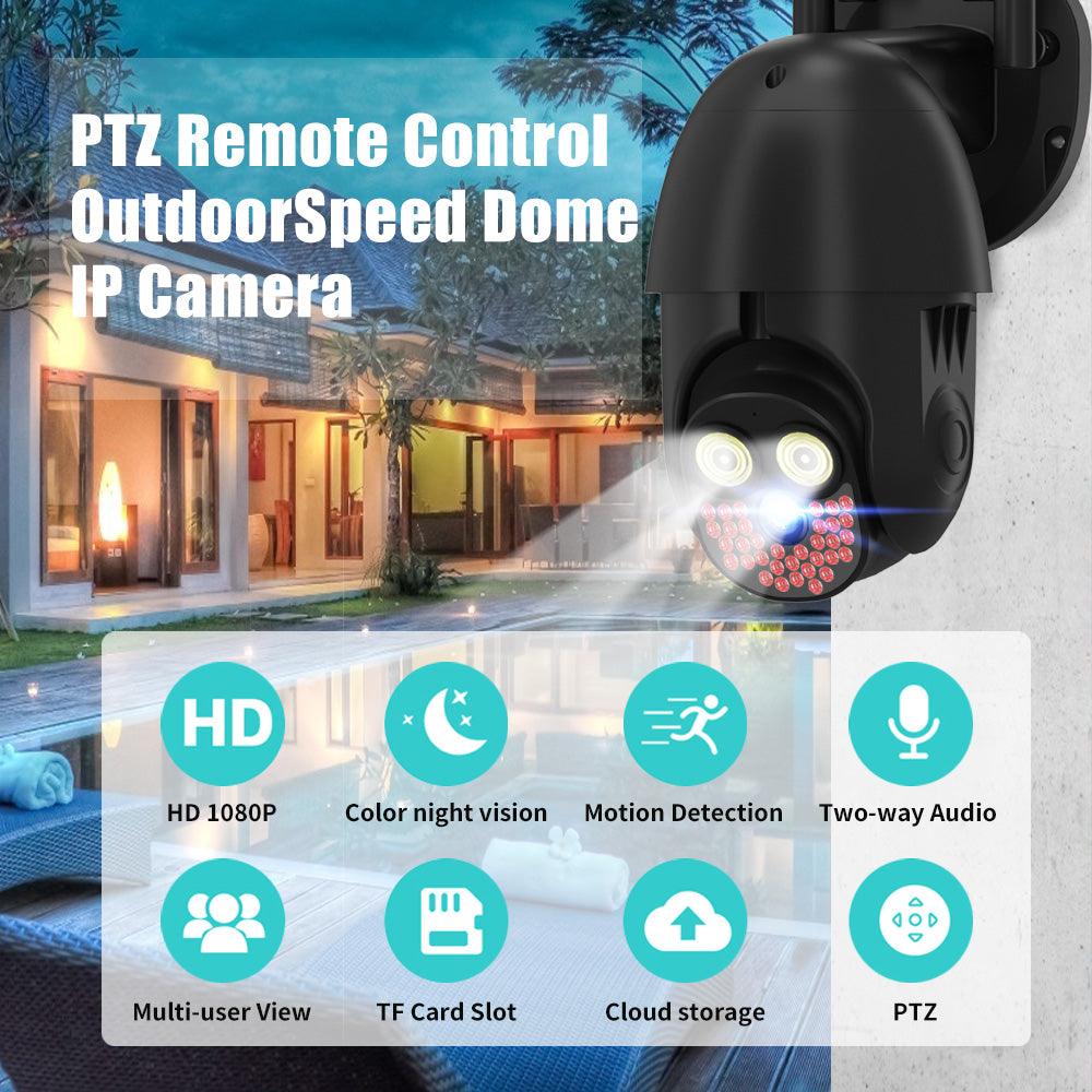 Guudgo 36LED 2MP PTZ Wireless IP Camera Waterproof Night Vision Two-way Audio Alarm 1080P WiFi Security CCTV Camera - MRSLM