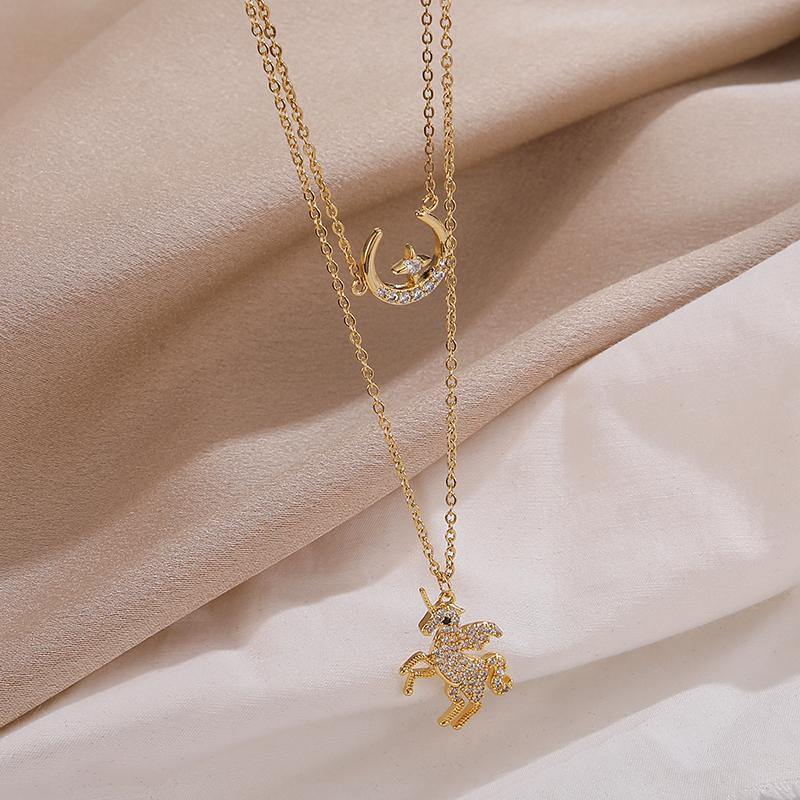 Unicorn Star Moon Pendant Necklace Girl Women Fashion Jewelry Accessories - MRSLM
