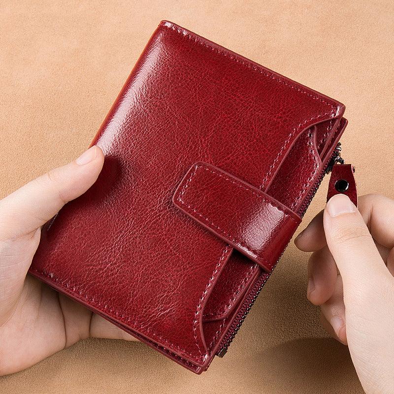 Women's leather card holder with leather buckle - MRSLM