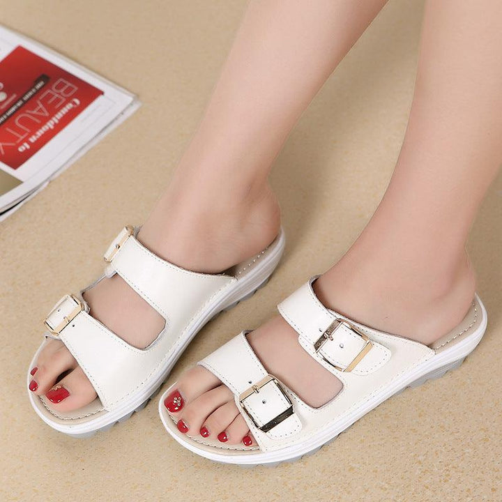 2021 new summer with a thick leather slipper bottom muffin slip pregnant mother a drag 42 - MRSLM