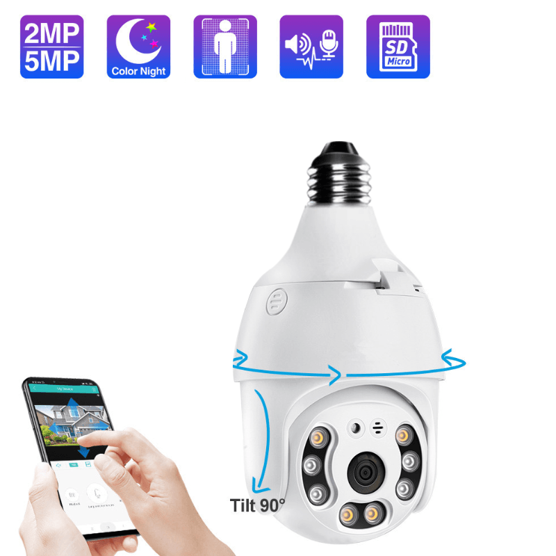 EXQ05-2MP 1080P IP Camera WiFi Wireless Auto Tracking Baby Monitor 2MP Night Vision PTZ Waterproof Speed Dome Surveillance PTZ Camera E27 Connector TF Card Storage - MRSLM