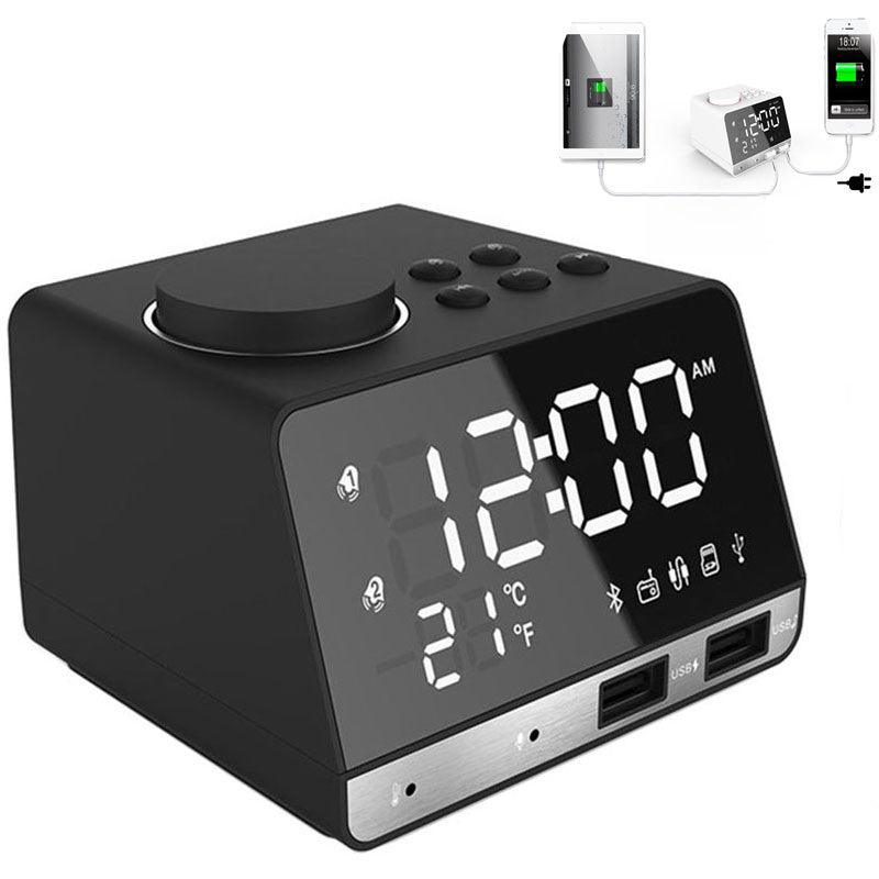 MOZUO K11 Bluetooth Speaker Alarm Clock USB Charging for Phone Portable FM Radio Subwoofer - MRSLM