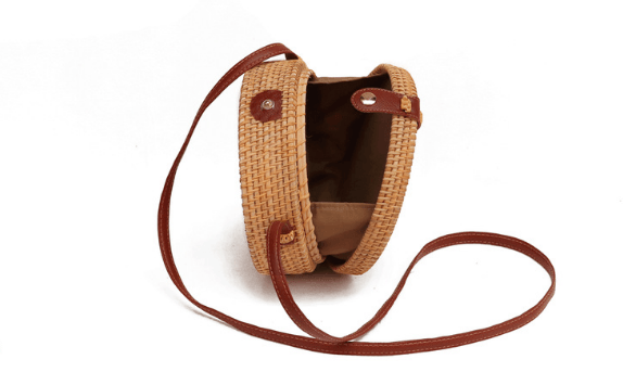 hand woven rattan shoulder bag, view 2 - MRSLM