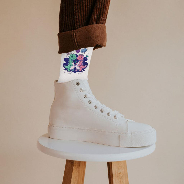 Dinosaur Graphic Socks - Cartoon Novelty Socks - Themed Crew Socks - MRSLM