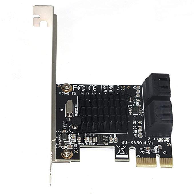SSU SA3014 PCI-E to 4 Ports SATA 3.0 6Gbps Controller Card with Heat Sink Expansion Adapter Board for Mining BTC - MRSLM
