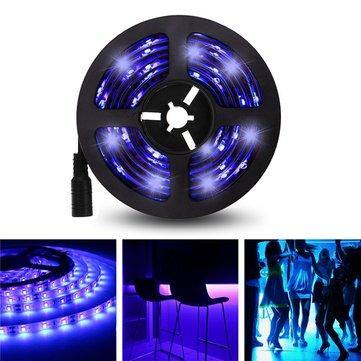 5M 3528SMD Non-waterproof UV Purple LED Strip Light with DC Connector DC12V - MRSLM