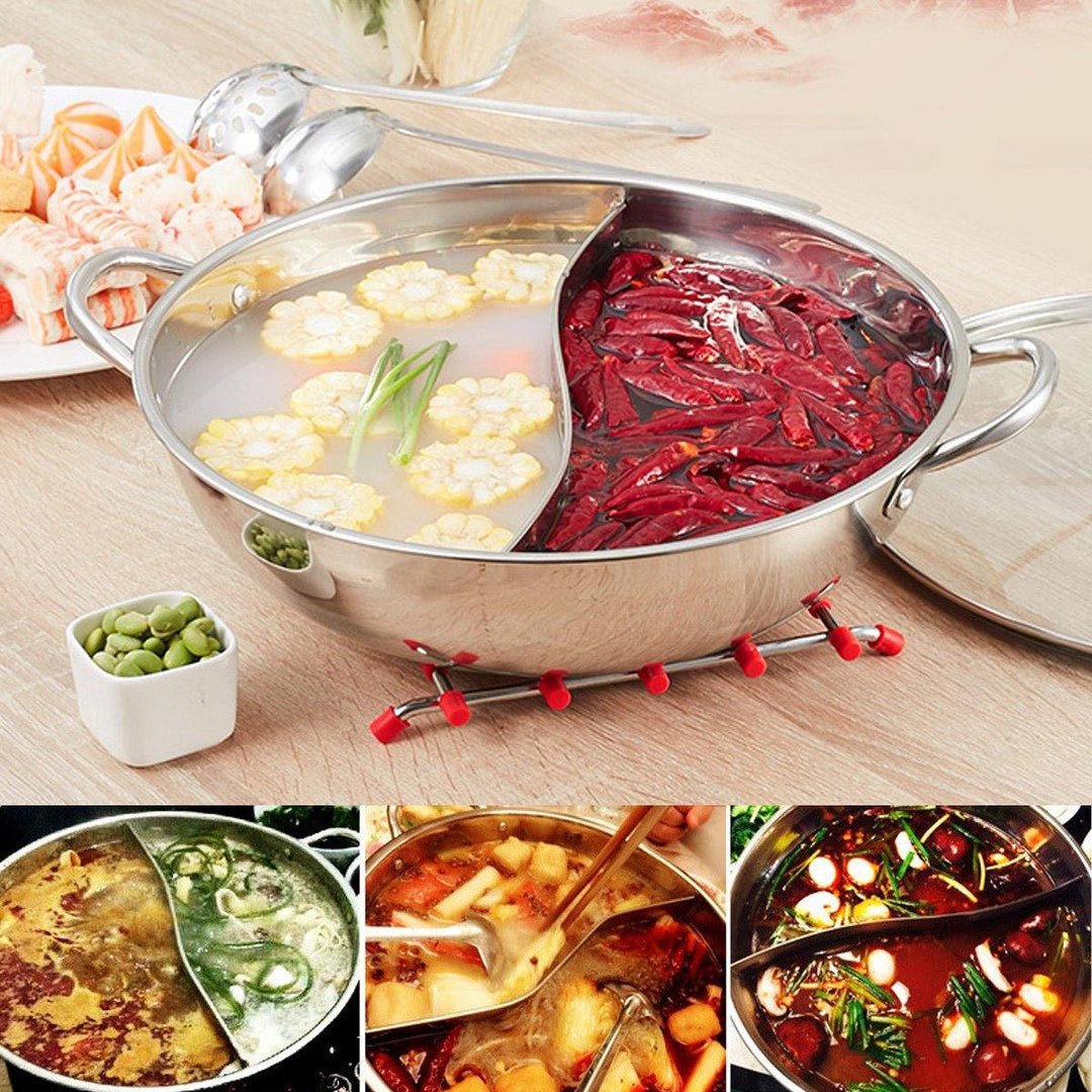 40cm Stainless Steel Twin Hot Pot Cookware Compatible Sheep Separator Cooker - MRSLM