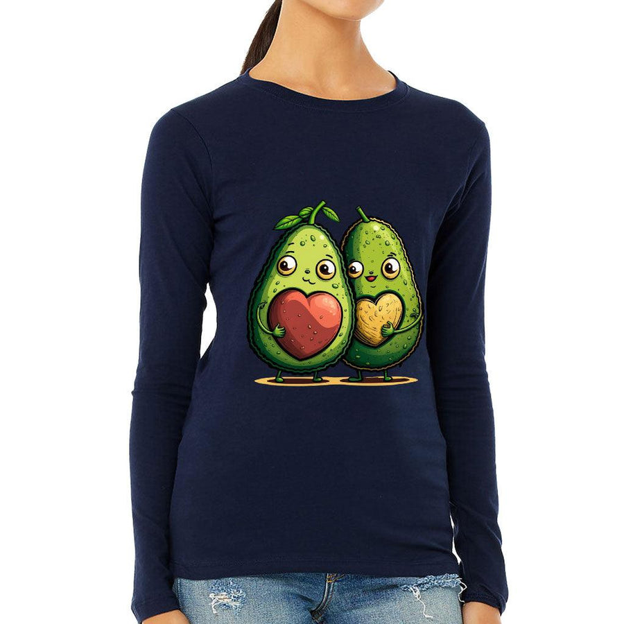 Avocado Women's Long Sleeve T-Shirt - Love Couple Long Sleeve Tee - Graphic T-Shirt - MRSLM