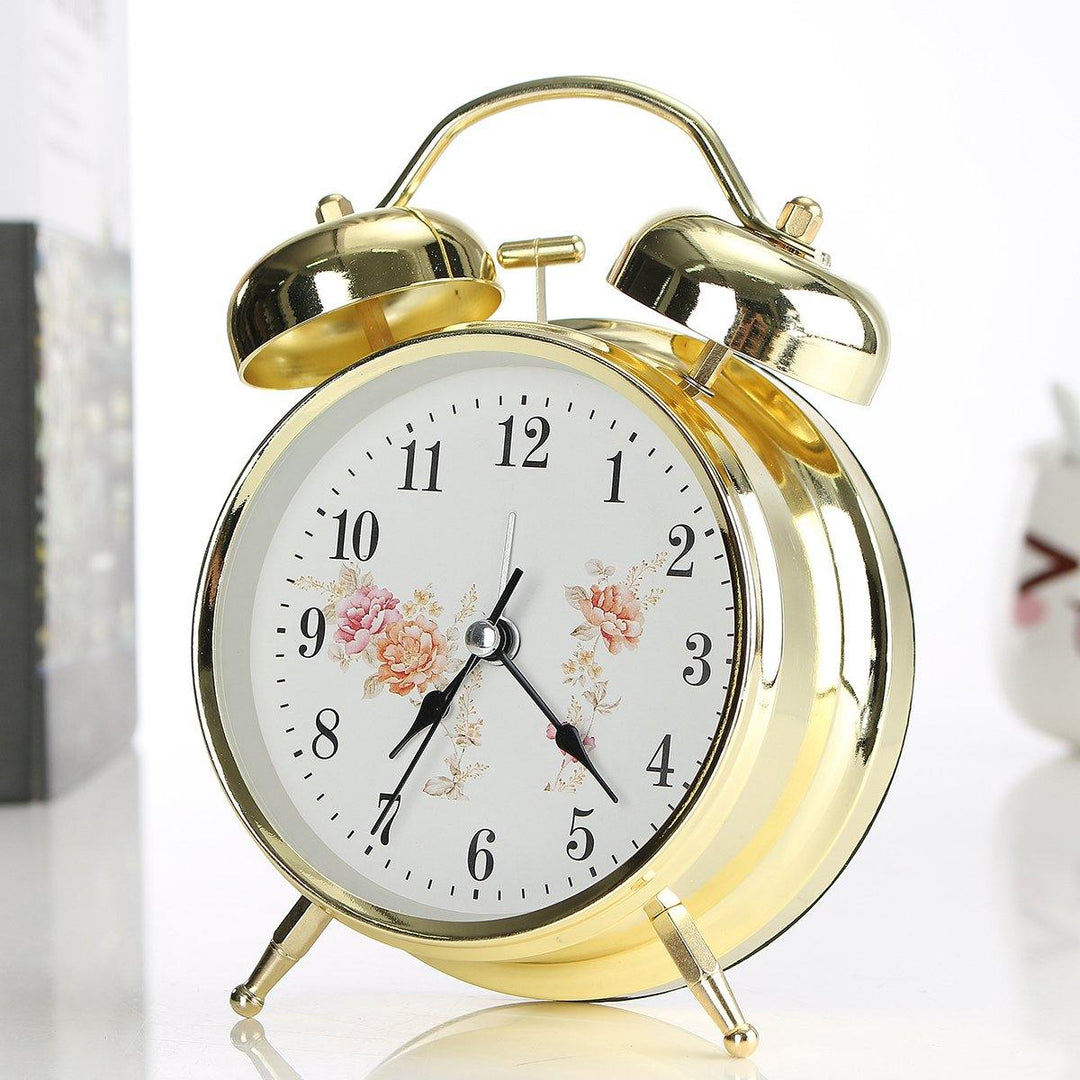 4 Inches Twin Bell Alarm Clock Series Retro Metal Style Twin Bell Clock Bedroom Decoration - MRSLM