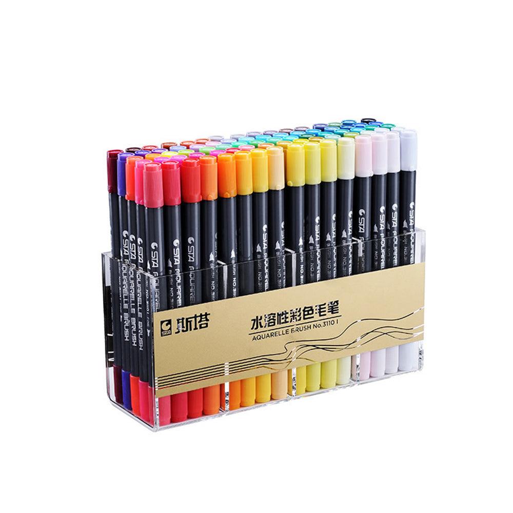 STA 48/80 Colors Dual Tips Marker Pen Set with Fineliner Tip Watercolor Brush For Drawing Design Art Marker Supplies - MRSLM