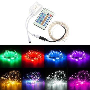 12V 10M 100LED Silver Wire Christmas String Fairy Light Remote Controller without Adapter - MRSLM