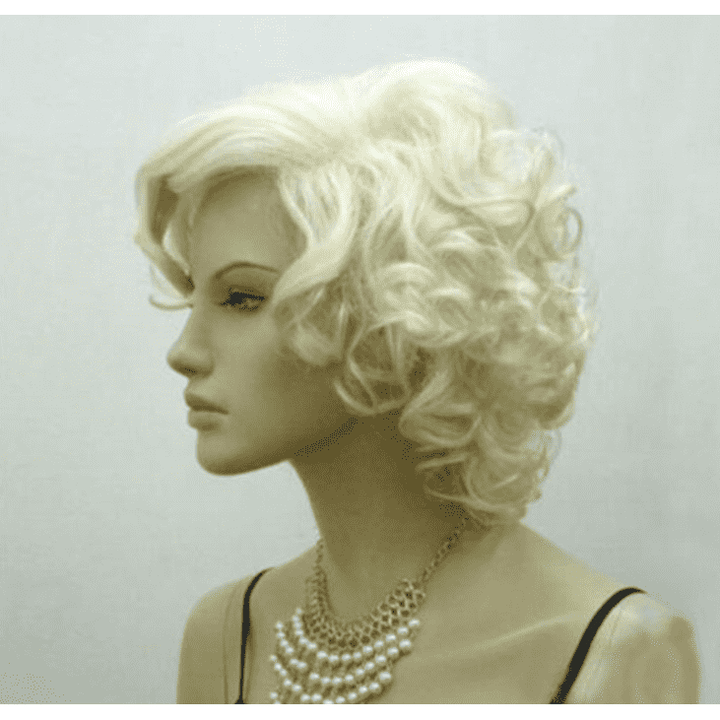Cos Marilyn Monroe short paragraph pale gold curly hair wig (Photo Color) - MRSLM