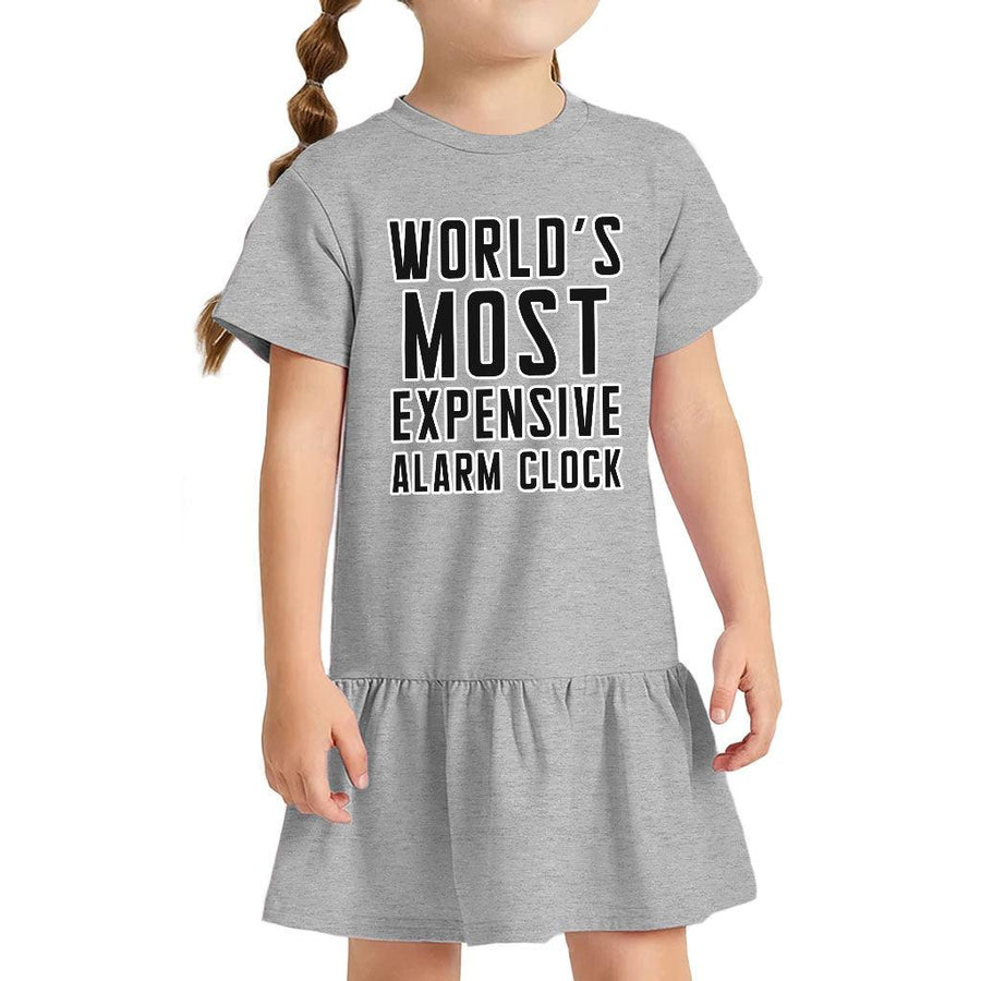 Expensive Alarm Clock Toddler Rib Dress - Best Design Girls' Dress - Trendy Toddler Dress - MRSLM