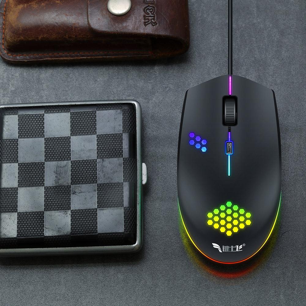 M55 Wired Game Competitive Mouse 1200DPI USB Wired RGB Gaming Gamer Mice for Desktop Computer Laptop PC - MRSLM