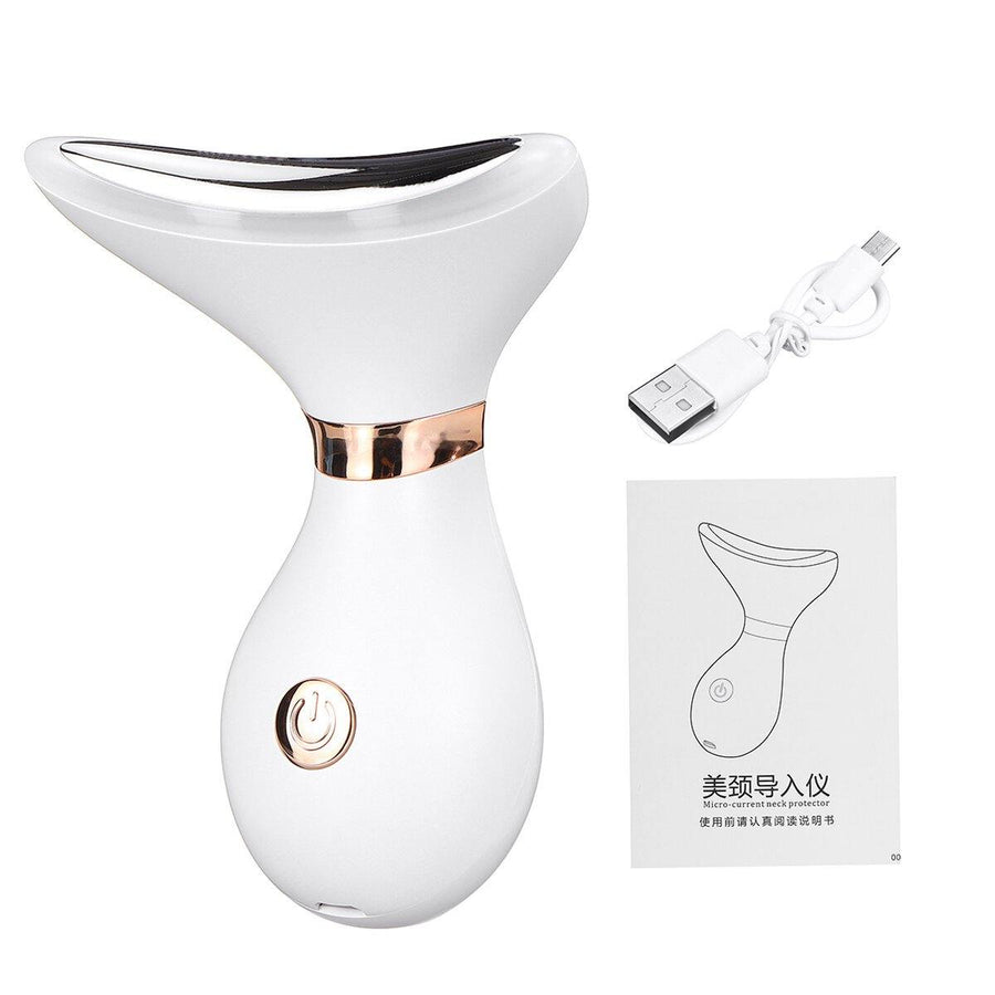 Neck Massager 3 Color LED Lights Photon Therapy Anti-Wrinkle Firm Lift Tightening Vibration Beauty Instrument - MRSLM