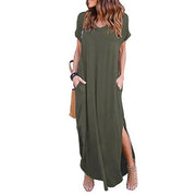 Women's short sleeved maxi dress, view 4 - MRSLM