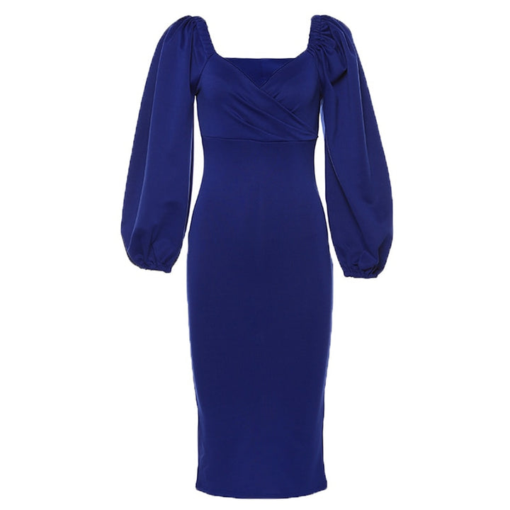 Women's V-Neck Lantern Sleeve Dress