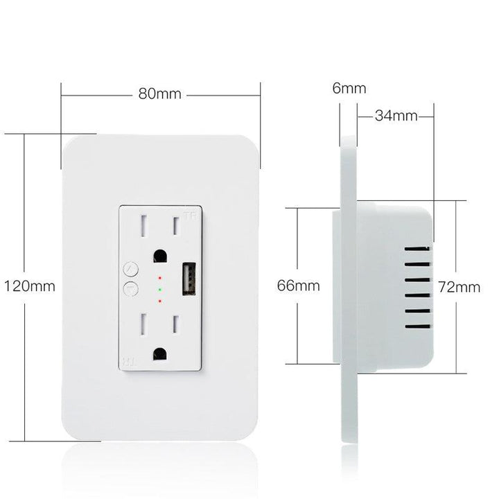 MoesHouse WIFI Smart Wall Socket Remote Control USB Individual Control Voice Control Work with Alexa and Google Home - MRSLM