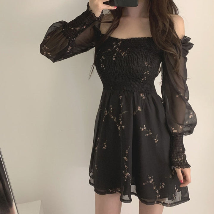 Women's Floral Printed Puff Sleeve Dress