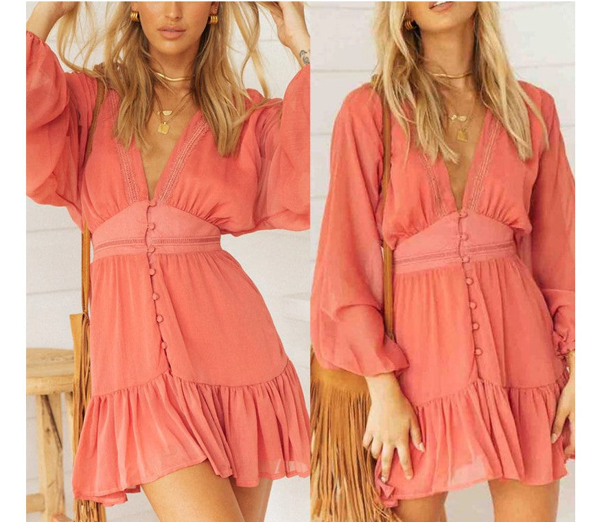 Women's Deep-V Mini Dress