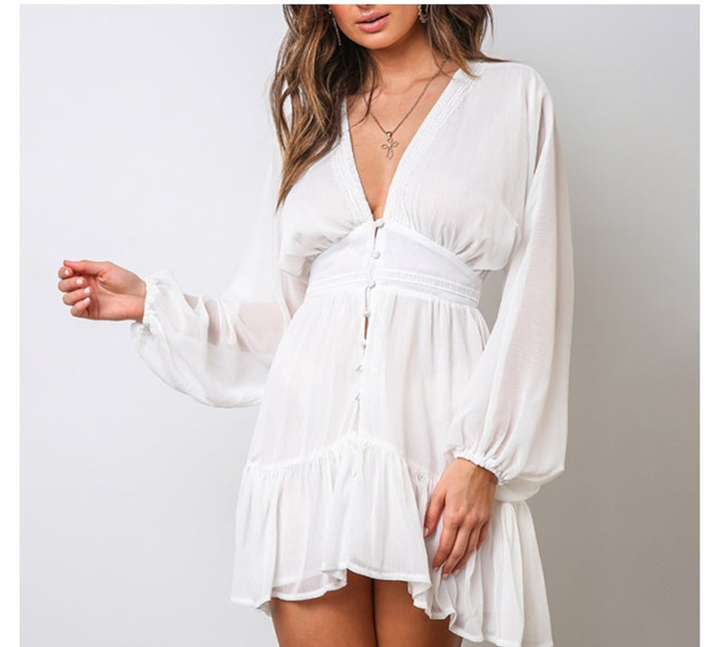 deep-V mini dress, view 4 - MRSLM