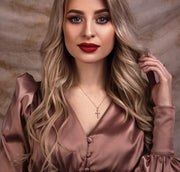 women's satin puff sleeve dress, view 15 - MRSLM