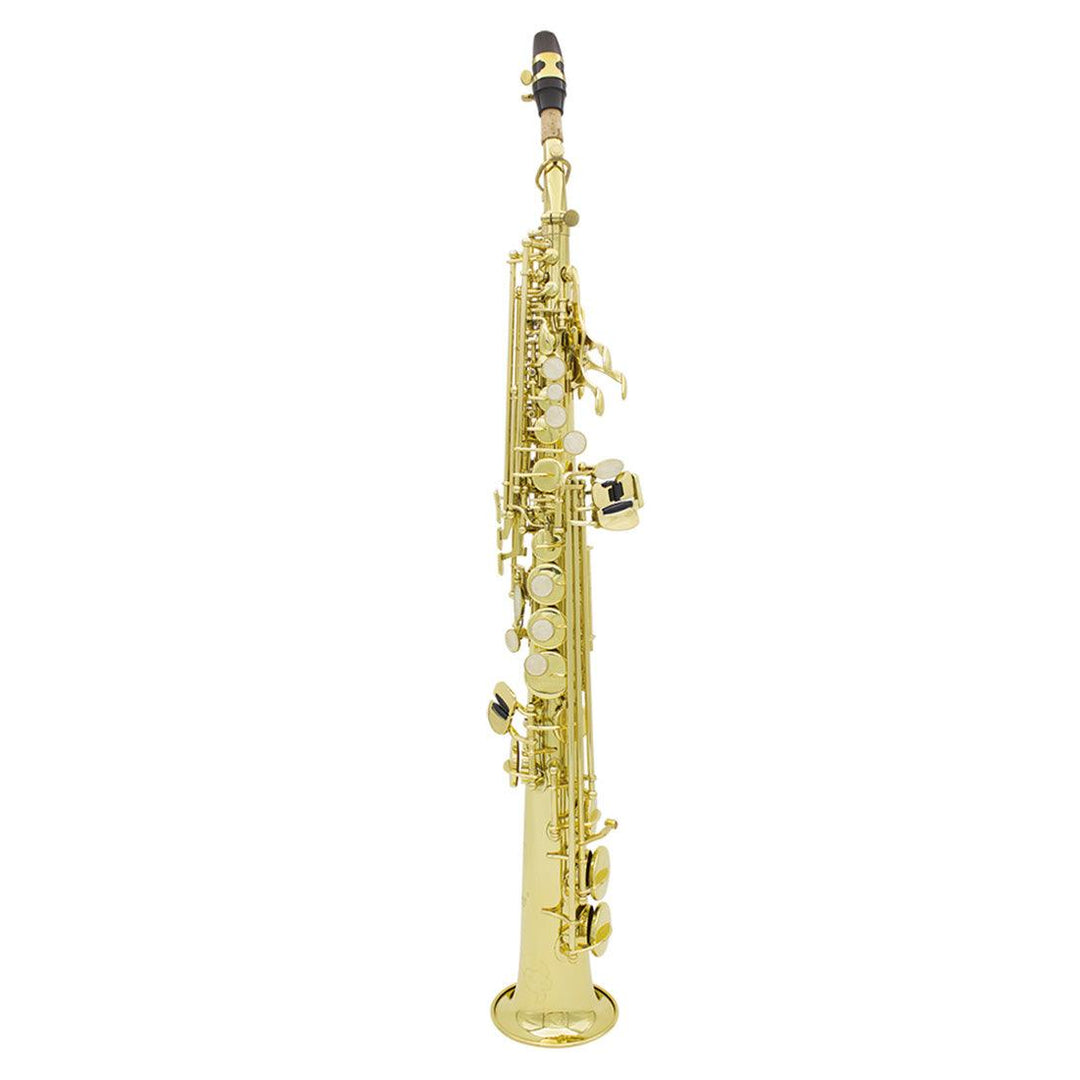 Brass Straight Soprano Sax Saxophone Bb B Flat Woodwind Instrument Natural Shell Key Carve Pattern with Carrying Case - MRSLM