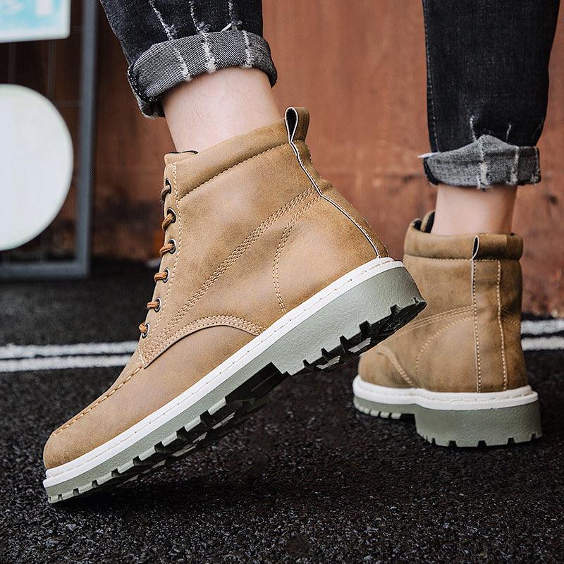 2021 autumn new men's Martin boots trend high-top men's boots locomotive British men's shoes leather tooling boots students - MRSLM