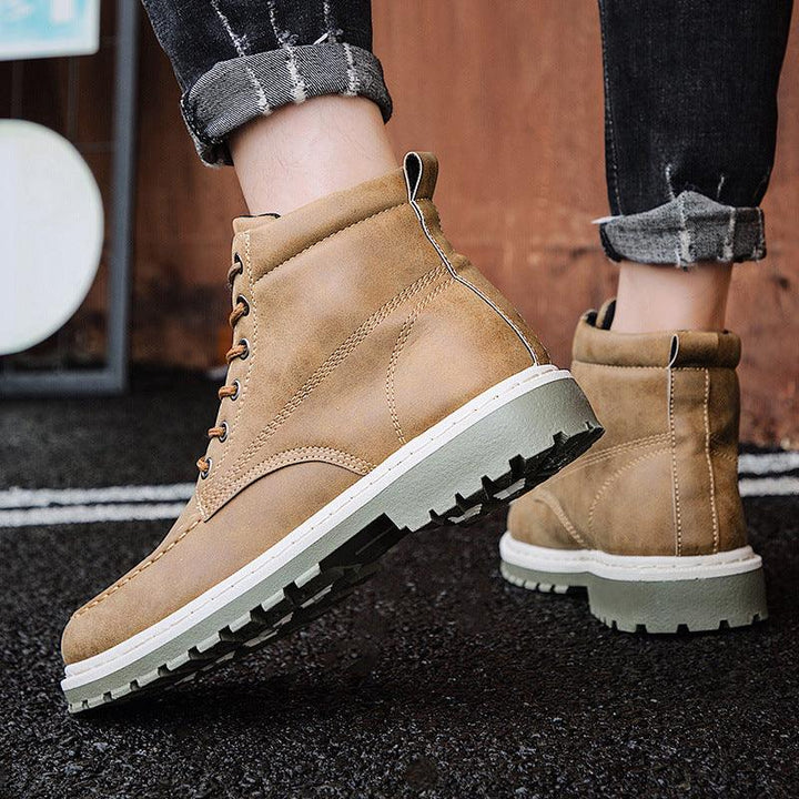 2021 autumn new men's Martin boots trend high-top men's boots locomotive British men's shoes leather tooling boots students - MRSLM
